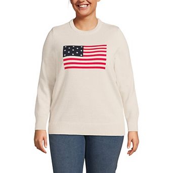 Plus Size Lands' End Cotton Drifter Crew Neck Sweater