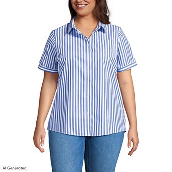 Plus Size Lands' End Favorite Wrinkle Free No Iron Short Sleeve Shirt