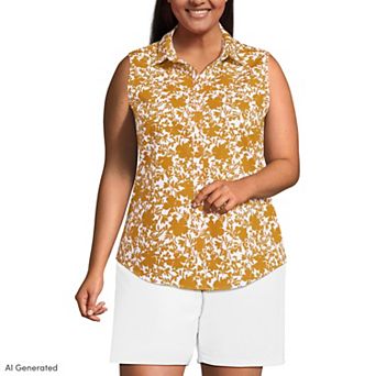 Plus Size Lands' End Wrinkle Free No Iron Sleeveless Shirt