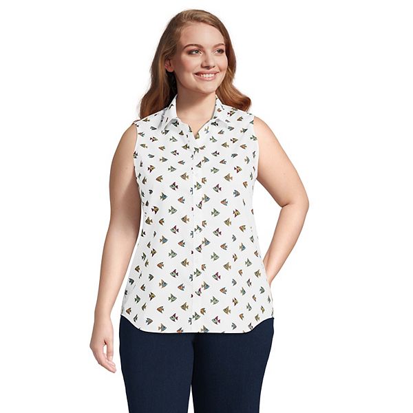 Plus Size Lands' End Wrinkle Free No Iron Sleeveless Shirt