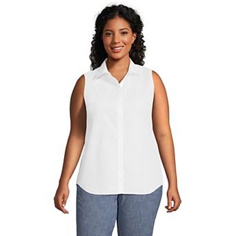 Plus Size Lands' End Wrinkle Free No Iron Sleeveless Shirt