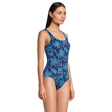 Women's Lands' End Tugless Sporty UPF 50 One-Piece Swimsuit