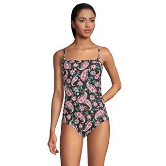 Women's Lands' End Smocked Square Neck UPF 50 One-Piece Swimsuit