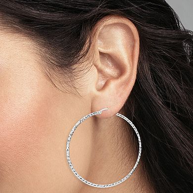 PRIMROSE Sterling Silver Textured Hoop Earrings