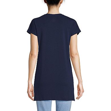 Petite Lands' End Short Sleeve Jersey Extra Long V-Neck Tunic