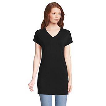 Petite Lands' End Short Sleeve Jersey Extra Long V-Neck Tunic