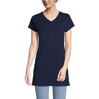 Petite Lands' End Short Sleeve Jersey Extra Long V-Neck Tunic
