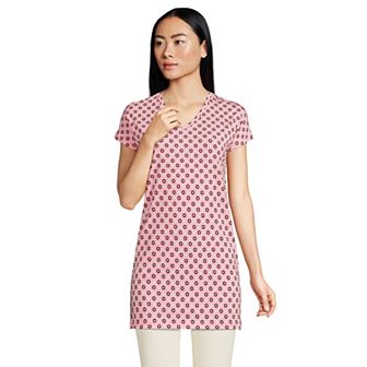 Petite Lands' End Short Sleeve Jersey Extra Long V-Neck Tunic