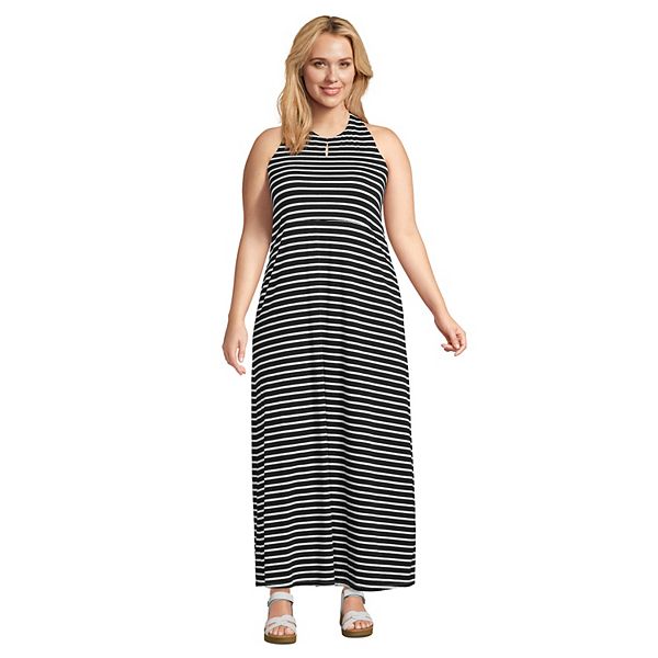 Plus Size Lands' End Halter Keyhole High Neck Maxi Dress