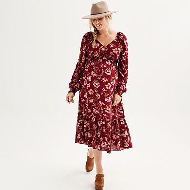 Maternity Sonoma Goods For Life Long Sleeve Surplice Midi Dress