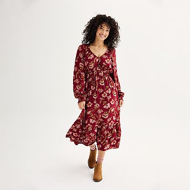 Maternity Sonoma Goods For Life Long Sleeve Surplice Midi Dress