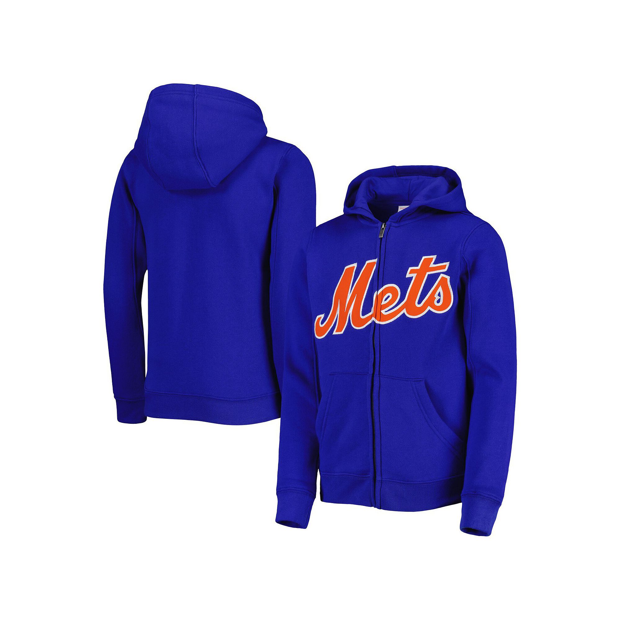 Youth Royal New York Mets Wordmark Full-Zip Fleece Hoodie, Boys, Size: YTH
