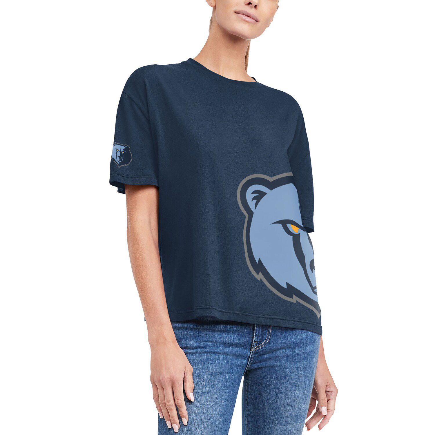 Women's St. Louis Blues WEAR by Erin Andrews White Celebration Cropped Long  Sleeve T-Shirt