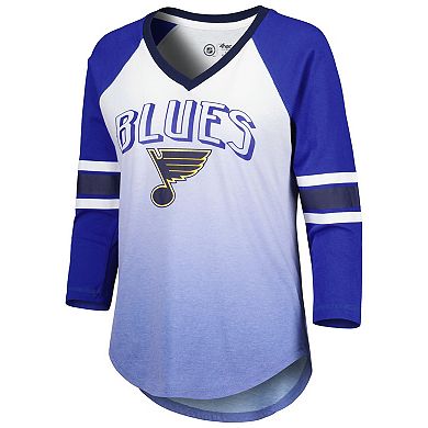 Women's G-III 4Her by Carl Banks Blue St. Louis Blues Lead Off Tri-Blend Raglan 3/4-Sleeve V-Neck T-Shirt