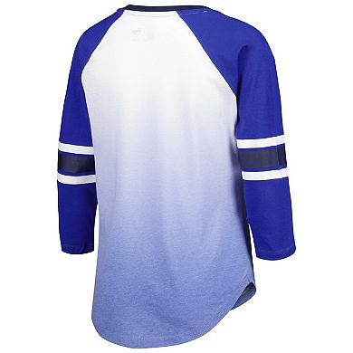 Women's G-III 4Her by Carl Banks Blue St. Louis Blues Lead Off Tri-Blend Raglan 3/4-Sleeve V-Neck T-Shirt