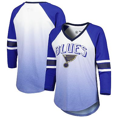 Women's G-III 4Her by Carl Banks Blue St. Louis Blues Lead Off Tri-Blend Raglan 3/4-Sleeve V-Neck T-Shirt