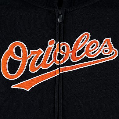 Youth Black Baltimore Orioles Wordmark Full-Zip Fleece Hoodie