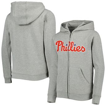Youth Heather Gray Philadelphia Phillies Wordmark Full-Zip Fleece Hoodie