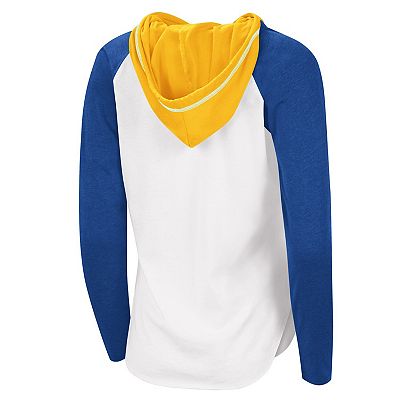 Women s G III Sports by Carl Banks White Royal Buffalo Sabres MVP Raglan Lightweight Hooded T
