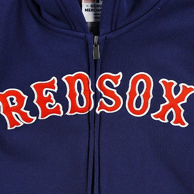 Youth Navy Boston Red Sox Wordmark Full-Zip Fleece Hoodie