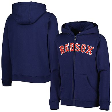 Youth Navy Boston Red Sox Wordmark Full-Zip Fleece Hoodie