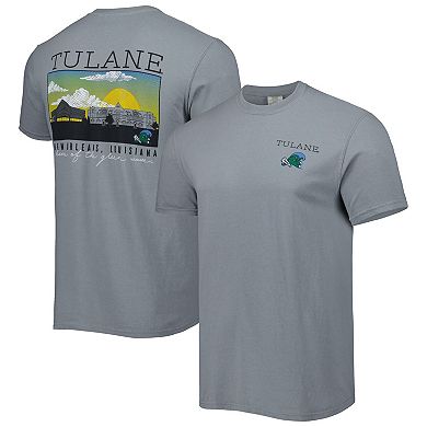 Men's Gray Tulane Green Wave Campus Scenery Comfort Color T-Shirt