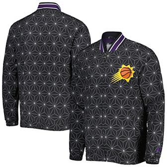 Men's Starter Black Phoenix Suns In-Field Play Fashion Satin Full-Zip Varsity Jacket