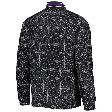 Men's Starter Black Phoenix Suns In-Field Play Fashion Satin Full-Zip Varsity Jacket