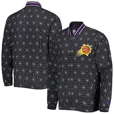 Men's Starter Black Phoenix Suns In-Field Play Fashion Satin Full-Zip Varsity Jacket