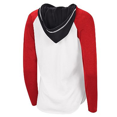 Women's G-III Sports by Carl Banks White/Heather Red Chicago Blackhawks MVP Raglan Lightweight Hooded T-Shirt