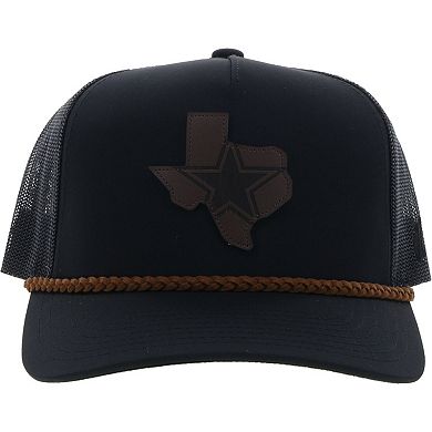 Men's HOOey Black Dallas Cowboys State Patch Trucker Snapback Hat