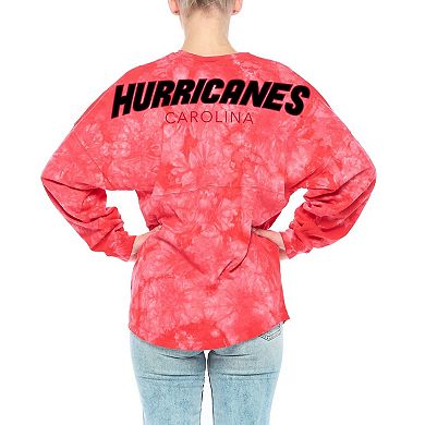 Women's Fanatics Branded Red Carolina Hurricanes Crystal-Dye Long Sleeve T-Shirt