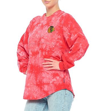 Women's Fanatics Branded Red Chicago Blackhawks Crystal-Dye Long Sleeve T-Shirt