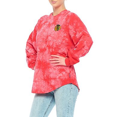Women's Fanatics Branded Red Chicago Blackhawks Crystal-Dye Long Sleeve T-Shirt
