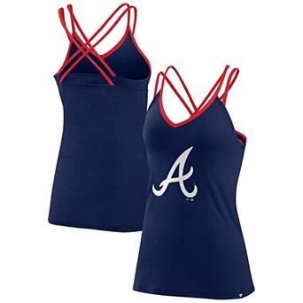 Women's Fanatics Branded Navy Atlanta Braves Barrel It Up Cross Back V-Neck Tank Top