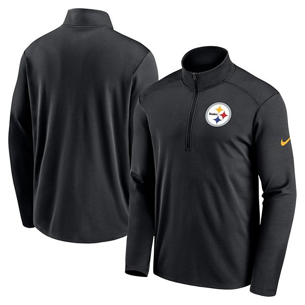 Men s Nike Black Pittsburgh Steelers Logo Pacer Performance Half Zip Jacket