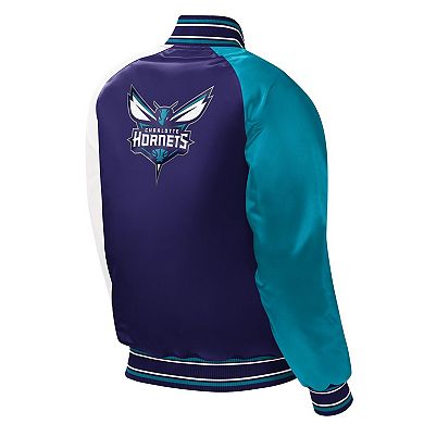 Youth Starter Purple Charlotte Hornets Raglan Full-Snap Varsity Jacket