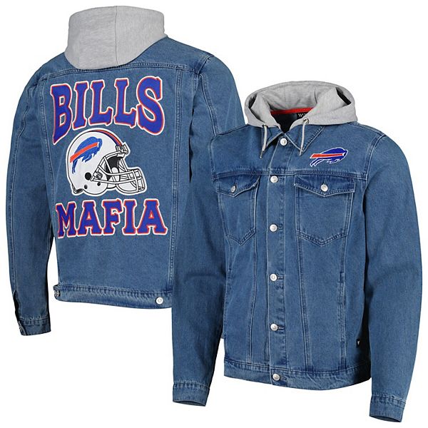 THE WILD COLLECTIVE Men's The Wild Collective Buffalo Bills Hooded  Full-Button Denim Jacket