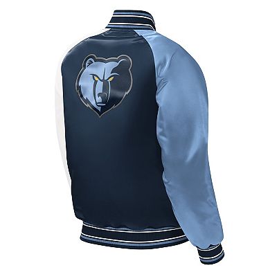 Youth Starter Navy Memphis Grizzlies Raglan Full-Snap Varsity Jacket