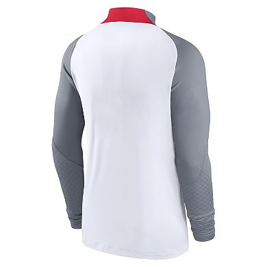 Men's Nike White Liverpool Strike Drill Performance Quarter-Zip Raglan ...