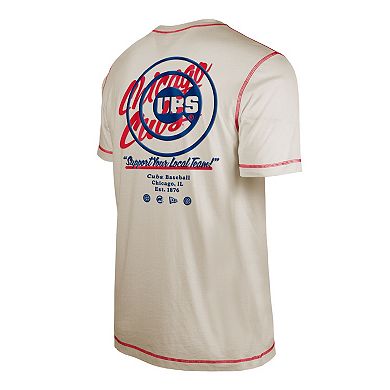 Men's New Era Cream Chicago Cubs Team Split T-Shirt
