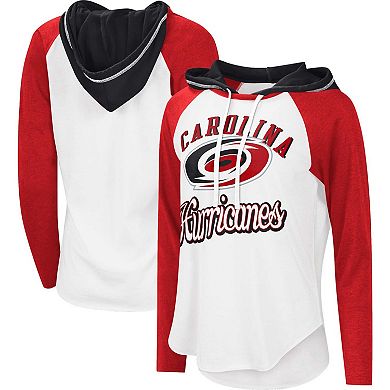 Women's G-III Sports by Carl Banks White/Red Carolina Hurricanes MVP Raglan Hoodie T-Shirt