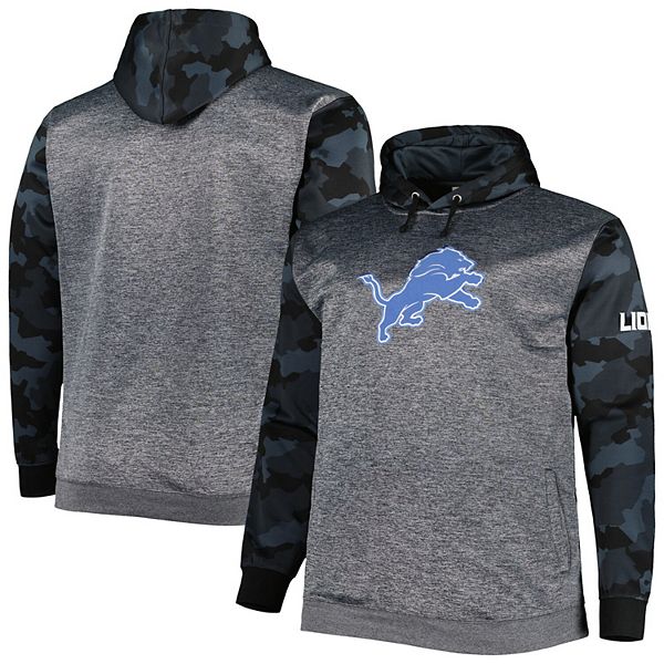 Men's Fanatics Branded Heather Charcoal Detroit Lions Camo Pullover Hoodie