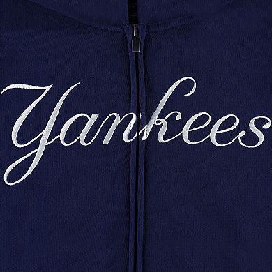 Youth Navy New York Yankees Wordmark Full-Zip Fleece Hoodie