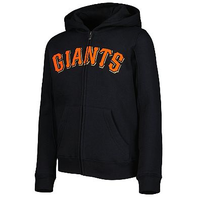 Youth Black San Francisco Giants Wordmark Full-Zip Fleece Hoodie