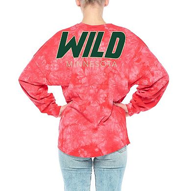 Women's Fanatics Branded Red Minnesota Wild Crystal-Dye Long Sleeve T-Shirt