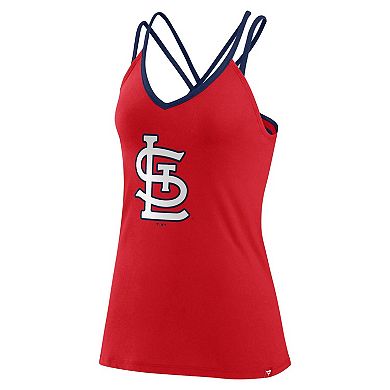 Women's Fanatics Branded Red St. Louis Cardinals Barrel It Up Cross Back V-Neck Tank Top