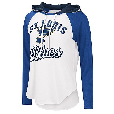 Women's Starter White/Blue St. Louis Blues MVP Raglan Hoodie T-Shirt