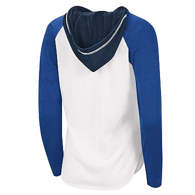 Women's G-III Sports by Carl Banks White/Blue St. Louis Blues MVP Raglan Lightweight Hooded T-Shirt