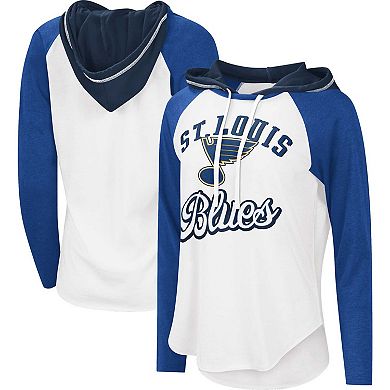 Women's Starter White/Blue St. Louis Blues MVP Raglan Hoodie T-Shirt